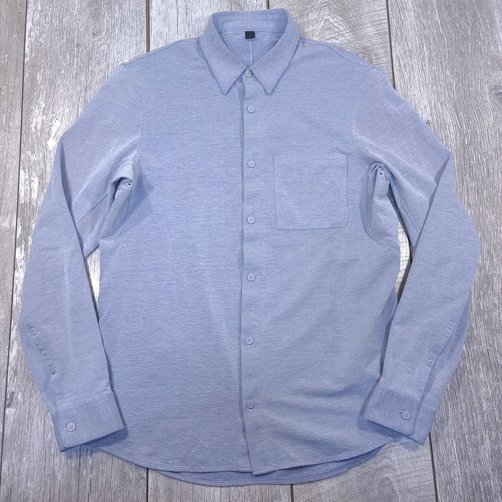 Lululemon Commission Shirt Mens Small Light Blue Performance Button Oxford